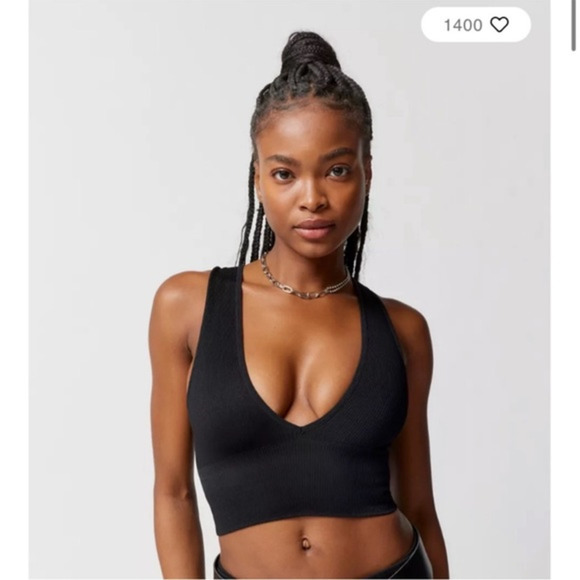 Urban Outfitters out from under ribbed Crop Tank black Sz M-L - Picture 1 of 6